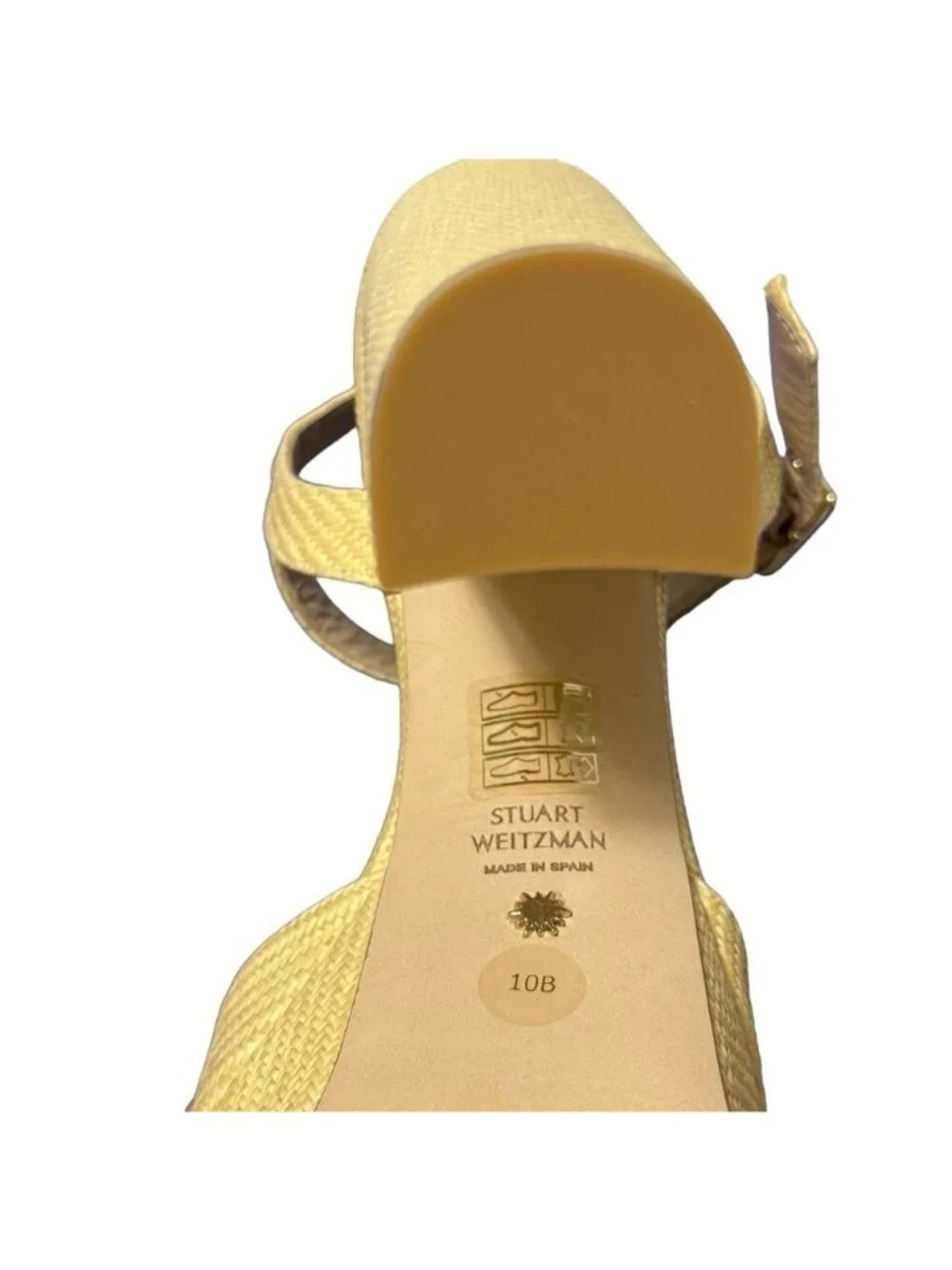NWT Stuart Weitzman Ryder 95 Tan Platform Sandal Wheat Textured Rafia Size 10
